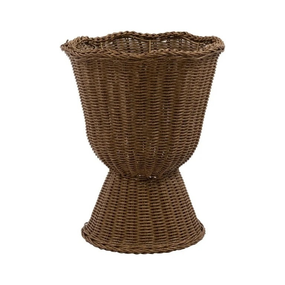 My Texas House‎ 14" Brown Woven Urn-Style Planter with Scalloped Rim